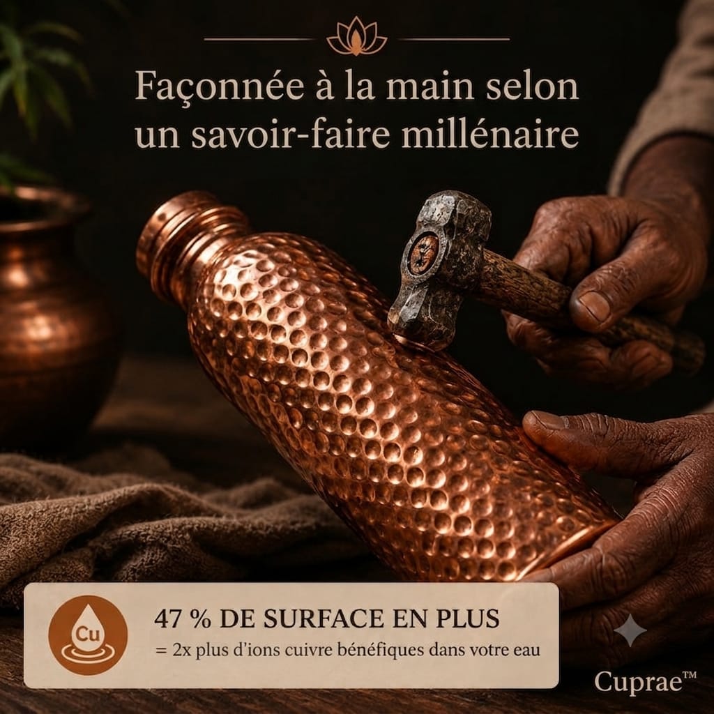 Gourde Cuprae™ — Cuivre Pur 99,9% | L'Eau Purifiée Naturellement, Sans Plastique