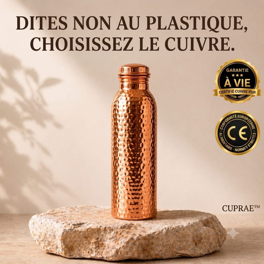 Gourde Cuprae™ — Cuivre Pur 99,9% | L'Eau Purifiée Naturellement, Sans Plastique