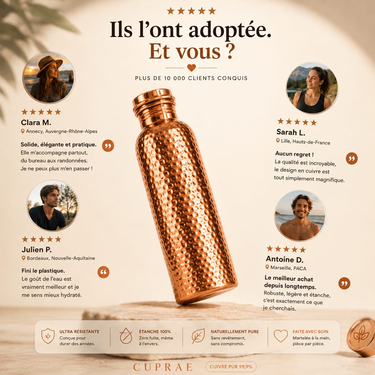 Gourde Cuprae™ — Le Secret Ancestral d'une Eau Pure au Quotidien