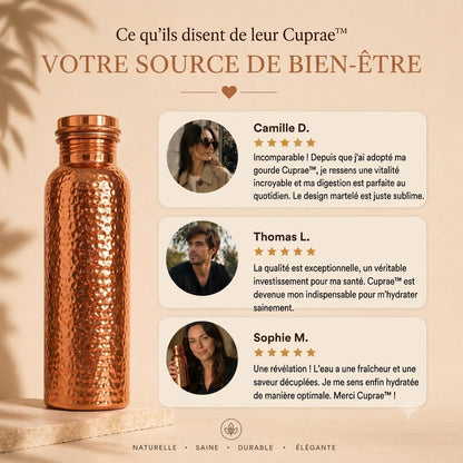 Gourde Cuprae™ — Cuivre Pur 99,9% | L'Eau Purifiée Naturellement, Sans Plastique