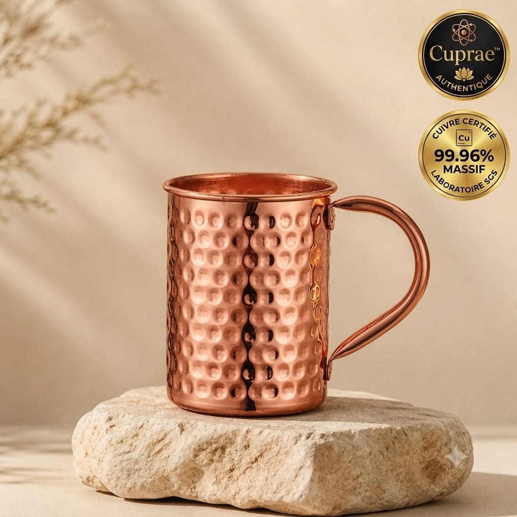 Mug en Cuivre Martelé Cuprae™ — Savourez Chaque Gorgée Sainement