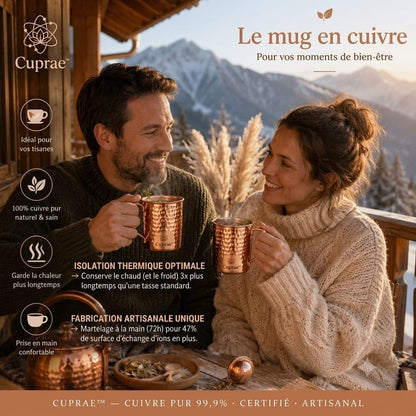 Mug en Cuivre Martelé Cuprae™ — Savourez Chaque Gorgée Sainement