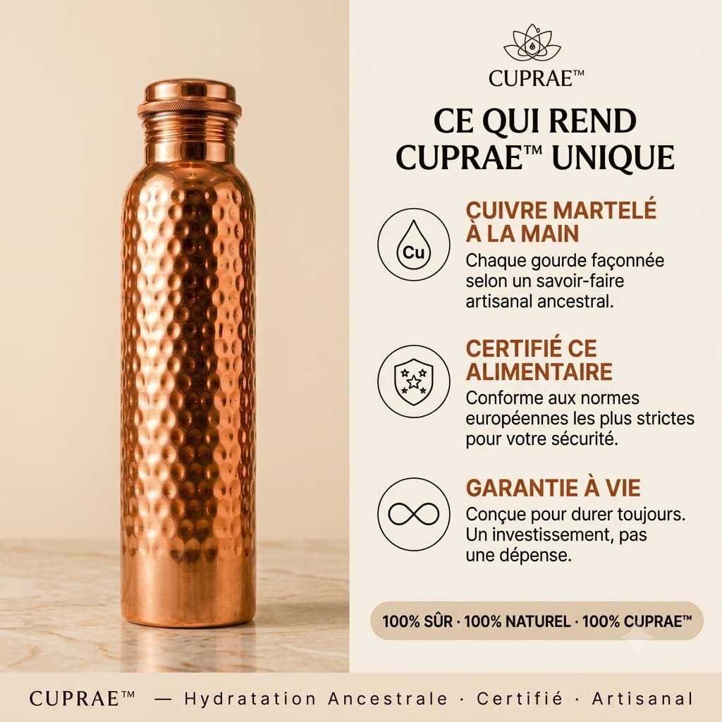 Gourde Cuprae™ — Le Secret Ancestral d'une Eau Pure au Quotidien